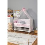 Bamgidoo Mobilya Bamgidoo Ahşap Beşik Anne Yanı Beşik Beyaz 60X120 Pembe Yıldız 3 Yastık Uyku Seti + Yatak Tekerlekli Konforlu Tasarım - Mavi - Beyaz