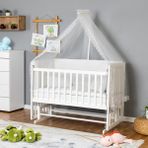 Bamgidoo Mobilya Bamgidoo Ahşap Beşik Beyaz 70X130 Tekerleksiz Anne Yanı Beşik Sallanma Aparatı ile