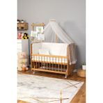 Bamgidoo Mobilya Bamgidoo Ahşap Beşik Tekerlekli Doğal Vernikli 60 x 120 Krem Güpür Özellikli Anne Yanı - Sarı - Beyaz