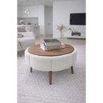 Bamino Yuvarlak Orta Sehpa Tablalı Puf Gövdeli Modern Dekoratif Salon Sehpası 45 cm