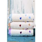 BAMİROSE 50x90 CM 3'LÜ KALPON NAKIŞLI PONPONLU EL & YÜZ ÇEYİZLİK HEDİYELİK HAVLU SETİ