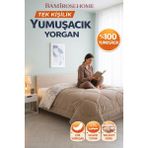Bamirose Diamond Lüx Wellsoft Tek Kişilik Çift Taraflı Yorgan + Yastık Kılıfı, Uyku Seti, Çeyiz Seti - 155 x 215 cm - Kahverengi