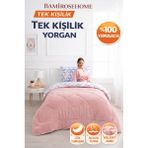 Bamirose Diamond Lüx Wellsoft Tek Kişilik Çift Taraflı Yorgan + Yastık Kılıfı, Uyku Seti, Çeyiz Seti - 155 x 215 cm - Pudra