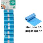 Bamm Bamm Mavi Kirli Bebek Bezi Poşeti Çanta Boy Küçük 120 Adet 8 Rulo Büzgülü Kokusuz