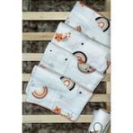 Bamoola %100 Pamuk Gökkuşağı Desen 80x90 cm Çok Amaçlı Müslin Örtü Bebek / Çocuk / Yenidoğan Kenar İşlemeli
