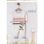 Bamoola %100 Pamuk Premium 2’li Bebek Tulum Seti (Tulum + Şapka) - Mavi - 6 - 9 Ay