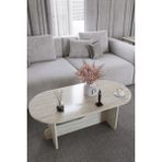 BAMOSA Liora Traverten Dokulu Oval Orta Sehpa – 104*54cm Minimal Modern Tasarım