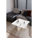BAMOSA Mirael Bej Dokulu Kare Orta Sehpa – 73*73cm Minimal Modern Tasarım