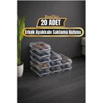 BAMPLAST 20'li Şeffaf Erkek Ayakkabı Saklama Kutusu – Hava Delikli, İstiflenebilir Organizer