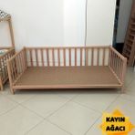 Bamy Doğal Kayın Ağacı Montessori Karyola 120x200 cm - Ahşap - 120 x 200 cm