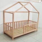 Bamy Doğal Kayın Çatılı Montessori Karyola 120X200 cm - Ahşap - 120 x 200 cm