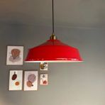 Bamyum Carmelo Kırmızı Tekli Avize Eskitme Yarım Lale Başlık Retro Sarkıt Lamba Restoran Salon Aydınlatma