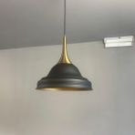 Bamyum Ulmete Siyah Renk Eskitme Külah Başlık Tekli Sarkıt Avize Salon Restoran Avizeleri Vintage Tasarım - 1