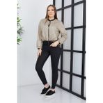 Banada Moda Kadın Çift Kumaşlı Fermuarlı Spor Ceket - Bej