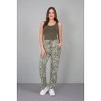Banada Moda Kadın Palmiye Desenli Viskon Pantolon - Yeşil