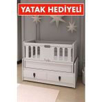 Banana Baby Yatak Hediyeli Mars Asansörlü 60*120 Anneyanı Sallanır Sabitlenir Iki Çekmeceli Beşik - Beyaz