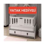 Banana Baby Yatak Hediyeli Mars Asansörlü 60*120 Anneyanı Sallanır Sabitlenir Iki Çekmeceli Beşikk - Gri
