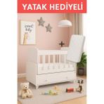 Banana Baby Yıldız Yatak Hediyeli Sallanır Sabitlenir Anne Yanı Çekmeceli Beşik - yok - 1BW-Beyaz