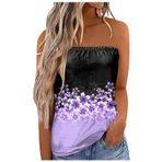 Bandeau üst kadın kravat boyası, kolsuz, yazlık üst giyim, seksi streç tüp üst, omzu açık üst giyim, kadın askısız, bandeau göğüs, bluz, tişört, plaj yeleği, yazlık tişört, 1-lila, S