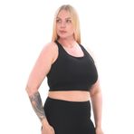 Banega Curve Büyük Beden Toparlayıcı Pedli Crop Siyah Spor Büstiyer Siyah 2XL