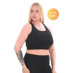 Banega Curve Büyük Beden Toparlayıcı Pedli Crop Siyah Spor Büstiyer Siyah 4XL