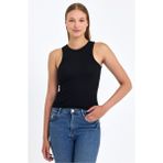 Banega Kadın Halter Yaka Askılı Kolsuz Fitilli Siyah Basic Crop Atlet - M