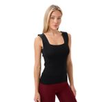 BANEGA Kadın Kare Yaka Kalın Askılı Basic Fit Bluz Crop Top (Siyah, Standart Beden)