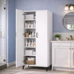 bangu 2 Kapaklı Mutfak Banyo Balkon Depolama Kiler Dolabı Çok Amaçlı Dolap (Genişlik 60 cm) (BEYAZ, DERİNLİK 32 CM)