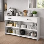 Bangu Petek Üstü Kahve Köşesi Dolabı ( Derinlik 47 cm ) Çok Amaçlı Kahve Standı BKDM008 - 120 CM - Beyaz
