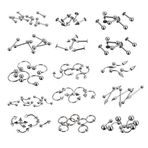 BANGYI Piercing Kit 85 adet göbek takısı Piercing Lot Paslanmaz Çelik Burun At Nalı Dudak Dil Kaş Tragus Vücut Piercing Göbek Göbek Halkası Barbells Piercing Kiti Vücut Piercing Seti Kaş Tragusu