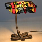 Bankers Lamba Tiffany Masa Lambası Vintage Dragonfly Tasarım Vitray Abajur Oturma Odası Başucu Masası Yatak Odası Sehpa için