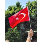 Bannersbay 30 Adet 20x30 Sopalı Türk Bayrağı 120 G/m² | raşel , dijital Baskı, sopalı kumaş türk bayrağı