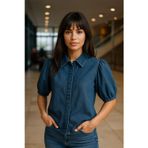 BANNY JEANS Kadın Balon Kollu %100 Pamuk Mavi Jean Gömlek