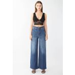 Banny Jeans Kadın Koyu Mavi Bol Paça Uzun Jean Pantolon