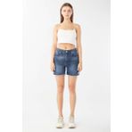 Banny Jeans Koyu Mavi Kadın Paçası Kesik Jean Şort