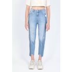 Banny Jeans Mavi Kadın Çift Renkli Paçası Kesik Jean Pantolon