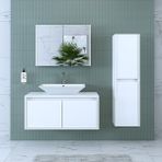 Banos 1722 Roomart Mat Beyaz 100 cm Lavabolu Mdf Banyo Dolabı Seti