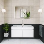 Banos AL3 Lavabolu Beyaz 100 cm Aynalı Banyo Dolabı Takımı