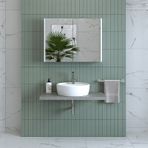 Banos Banyo Roomart Ad7 Kulpsuz 2 Kapaklı Mat Beyaz Mdf 80 Cm Aynalı Banyo Üst Dolabı Mat Beyaz