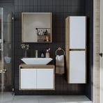 Banos Banyo Roomart tm7.3 Lavabolu Ahşap-Mat Beyaz Mdf 65 cm Banyo Dolabı+Aynalı Banyo Üst Dolap+Banyo Boy Dolabı - Atlantik Çam - Beyaz - Yok