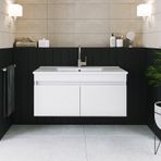 Banos Ld3 Ayaksız 2 Kapaklı Lavabolu Beyaz 100 Cm Banyo Dolabı Beyaz