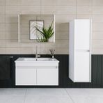 Banos Roomart 2 Kapaklı Lavabolu Beyaz Mdf 85 cm Banyo Dolabı + Aynalı Banyo Üst Dolabı + Banyo Boy Dolabı - 570 x 850 x 455 Cm