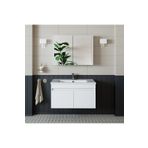 banos Roomart Al3 Ayaksız 2 Kapaklı Lavabolu Beyaz Mdf 85 Cm Banyo Dolabı Aynalı Üst Dolabı