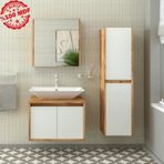 Banos Roomart Lavabolu Ahşap-Mat Beyaz Mdf 65 Cm Banyo Dolabı+A.. Beyaz
