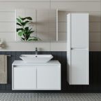 Banos Roomart Lavabolu Mat Beyaz Mdf 85 Cm Banyo Dolabı