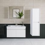 Banos TM3 Lavabolu Beyaz 85 cm Aynalı Banyo Dolabı Takımı
