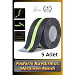 #Bant 5 Adet Fosforlu Kaydırmaz Merdiven Bandı 5 Cm X 3 M Fotolümenli Yeşil Zemin Güvenlik Basamak