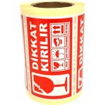 Bant Evi Dikkat Kırılır Etiket 10CM x 5cm 1 Rulo 250 Adet Uyarı Kırılabilir Nakliye Etiketi