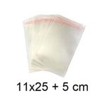 Bantlı Şeffaf Jelatin Torba Yapışkanlı Poşet 100 Adet 11X25 + 5 CM