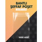 Bantlı Şeffaf Poşet (8x10+5cm) 1000 Adet Parlak Jelatin Paket Hediye Poşeti -T1161